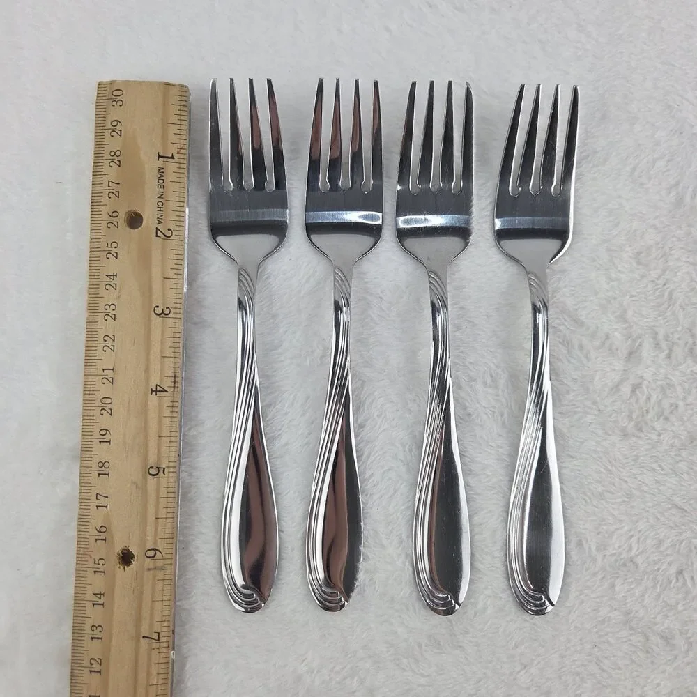 Oneida Camber Cresta Windswept Scroll 4‎ Salad Forks Stainless 6.5